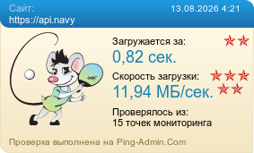 Усреднённые результаты проверки сайта https://api.navy