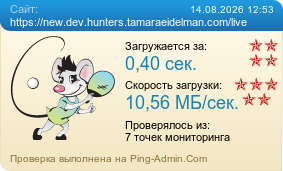 Усреднённые результаты проверки сайта https://new.dev.hunters.tamaraeidelman.com/live