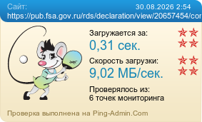 Усреднённые результаты проверки сайта https://pub.fsa.gov.ru/rds/declaration/view/20657454/common
